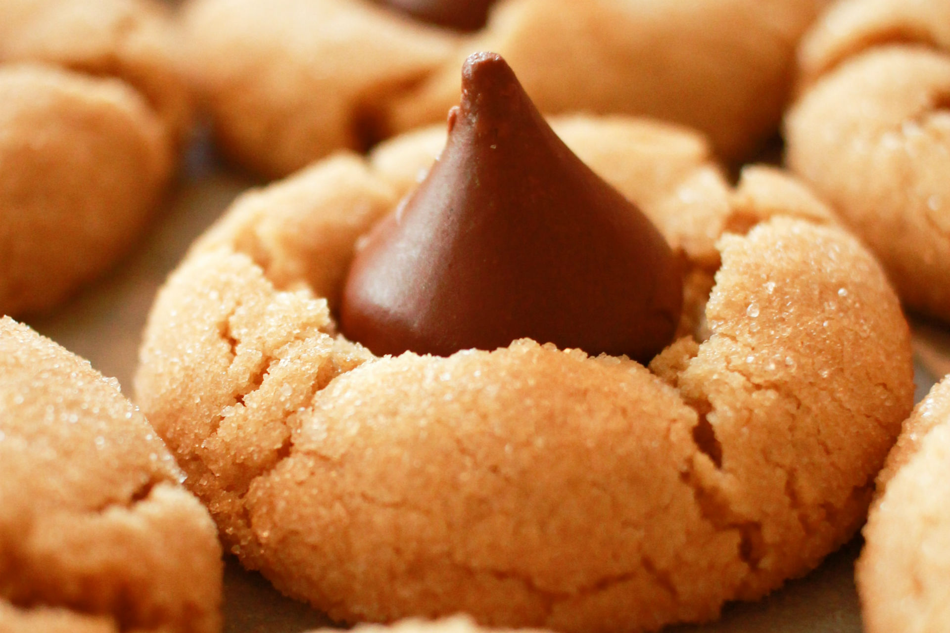 peanut butter cookie with a Hershey kiss in middle