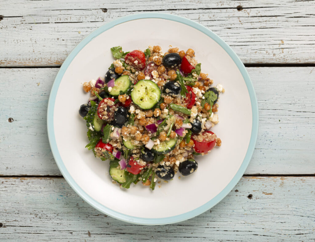 Chopped Greek Salad with Lentils and Quinoa