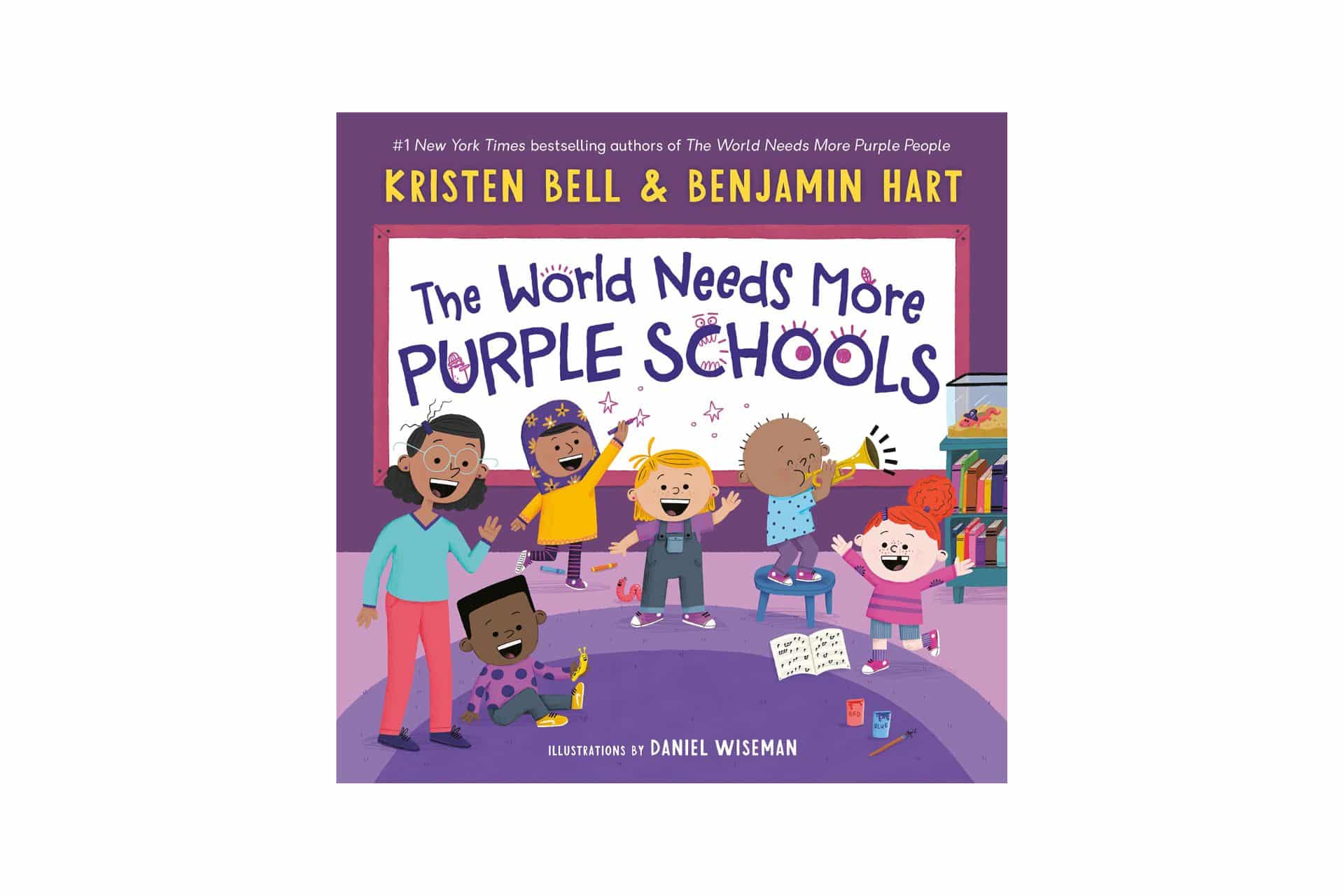 Book cover with heavy purple details and kids of diversity playing
