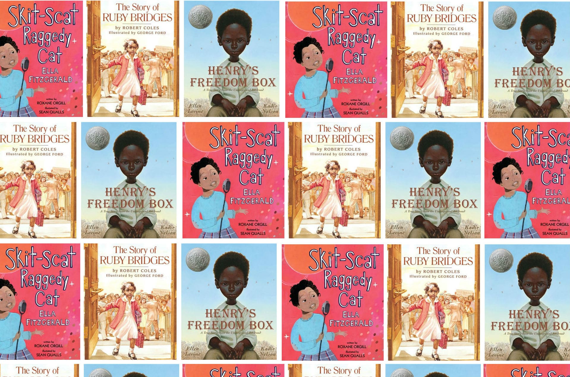 array of childrens' book covers