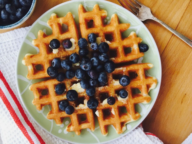 waffle with blueberries on top