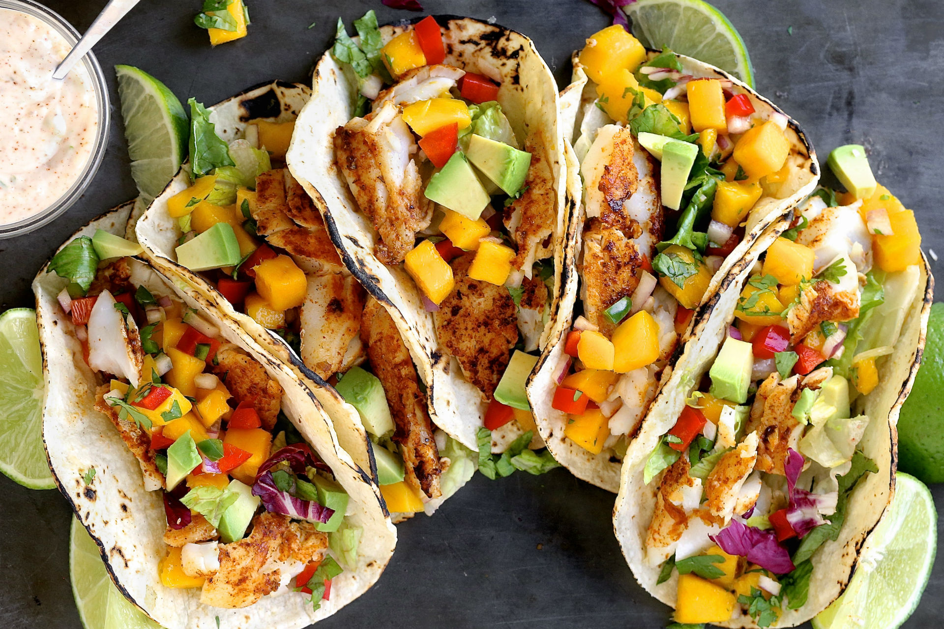 Fish Tacos With Mango Salsa And Zesty Lime Mayo ...