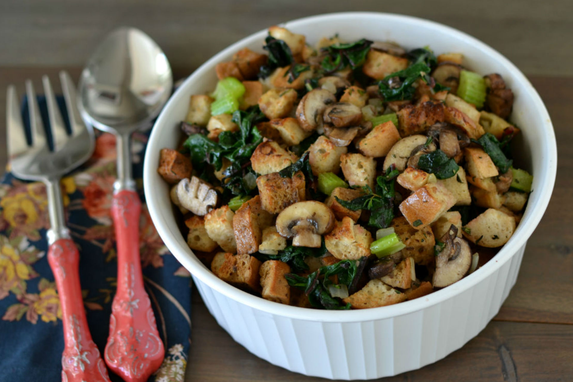 bowl of stuffing with veggies