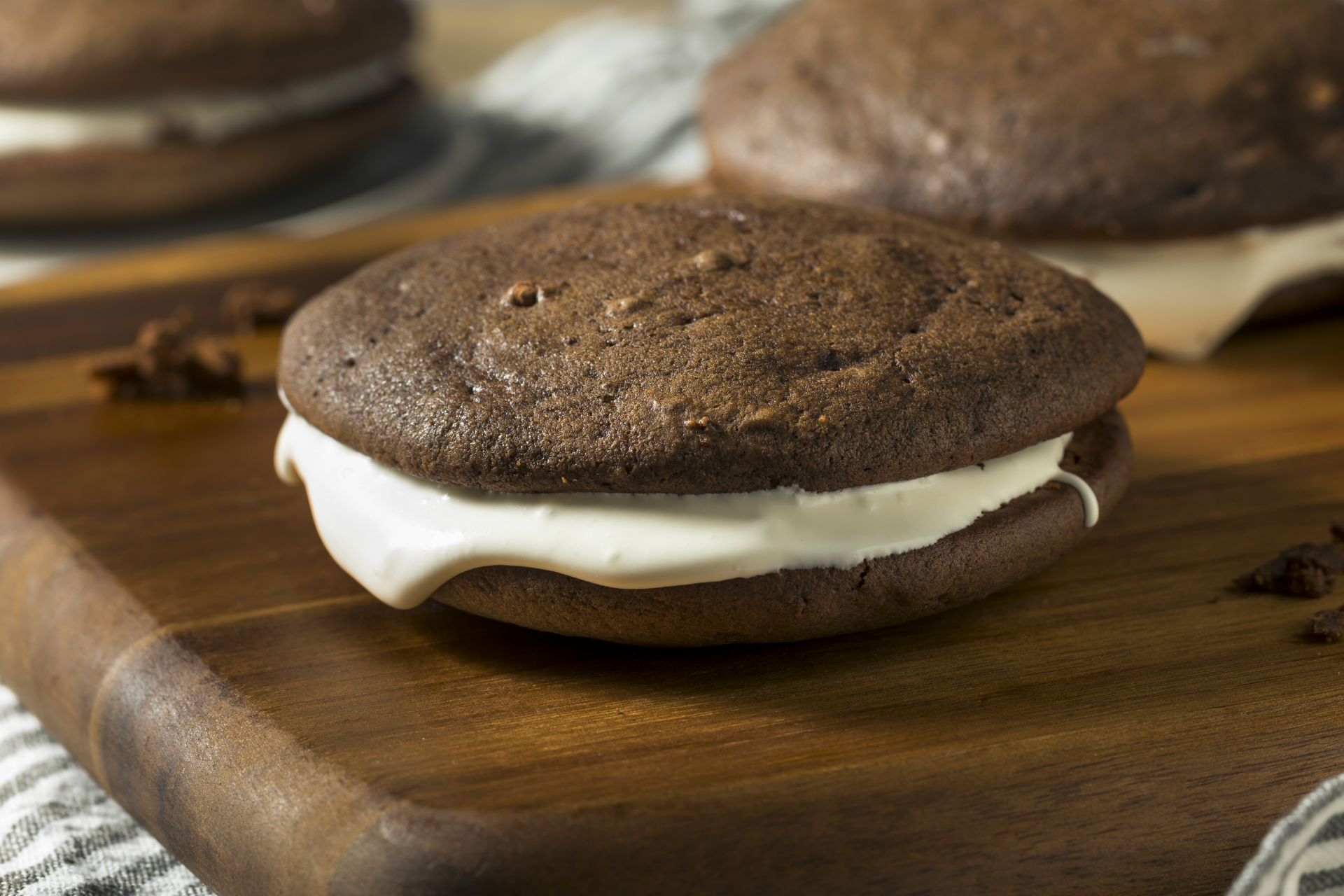 whoopie pies on a wooden board