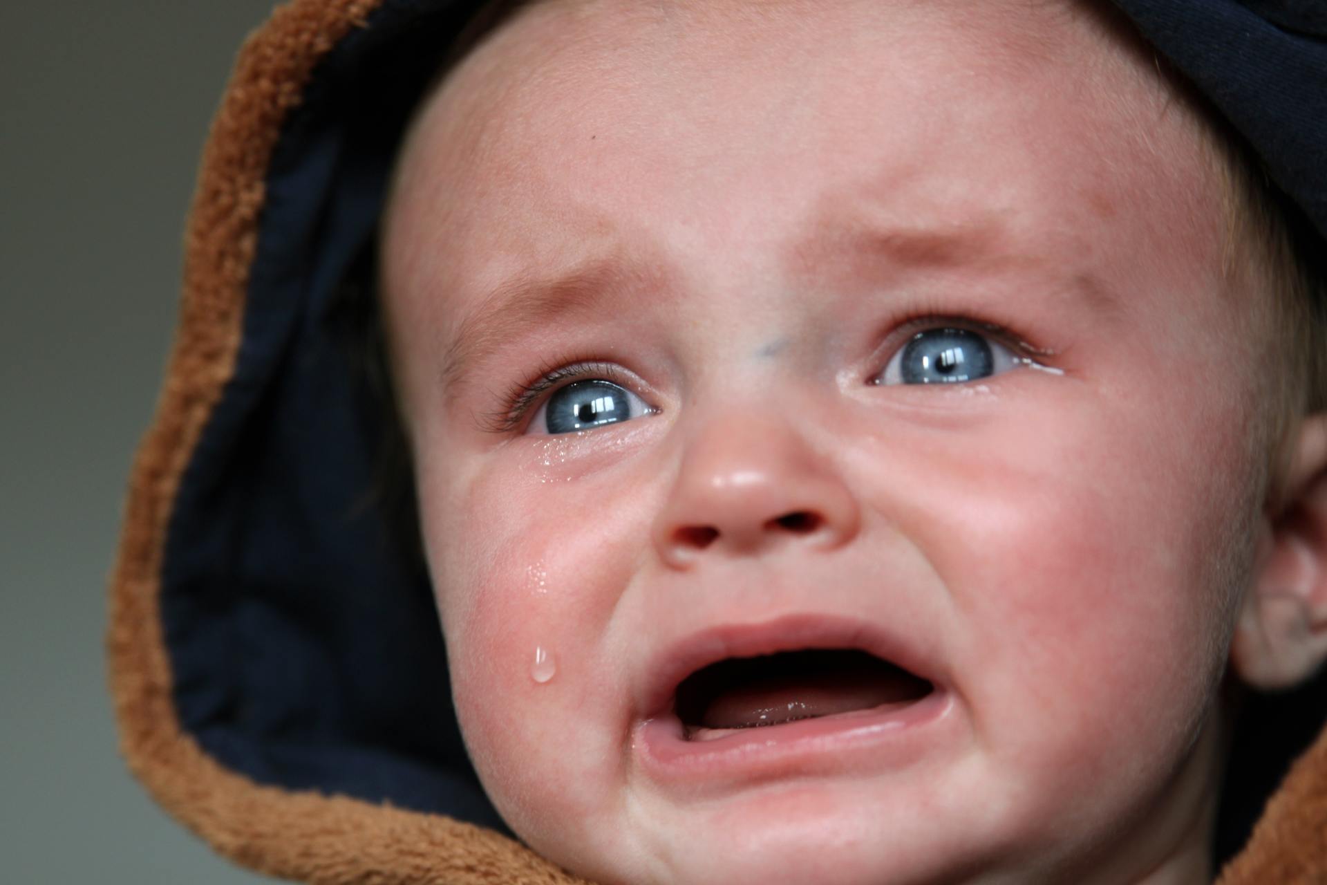 Up close of crying baby