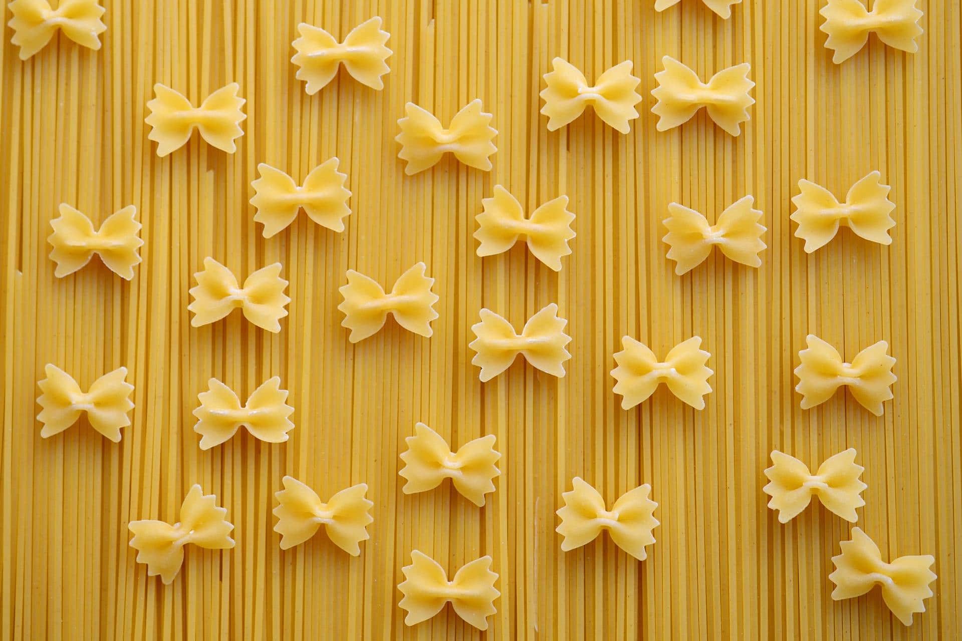 Spaghetti and bow-tie pasta