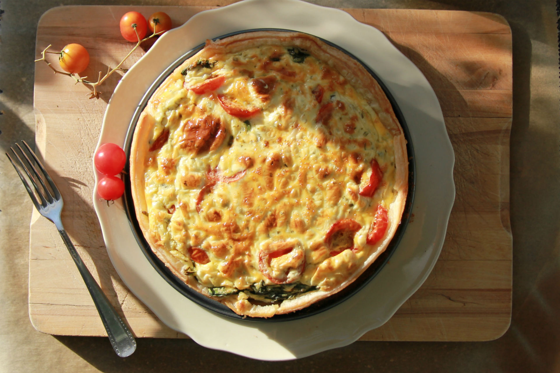 Quiche on the counter