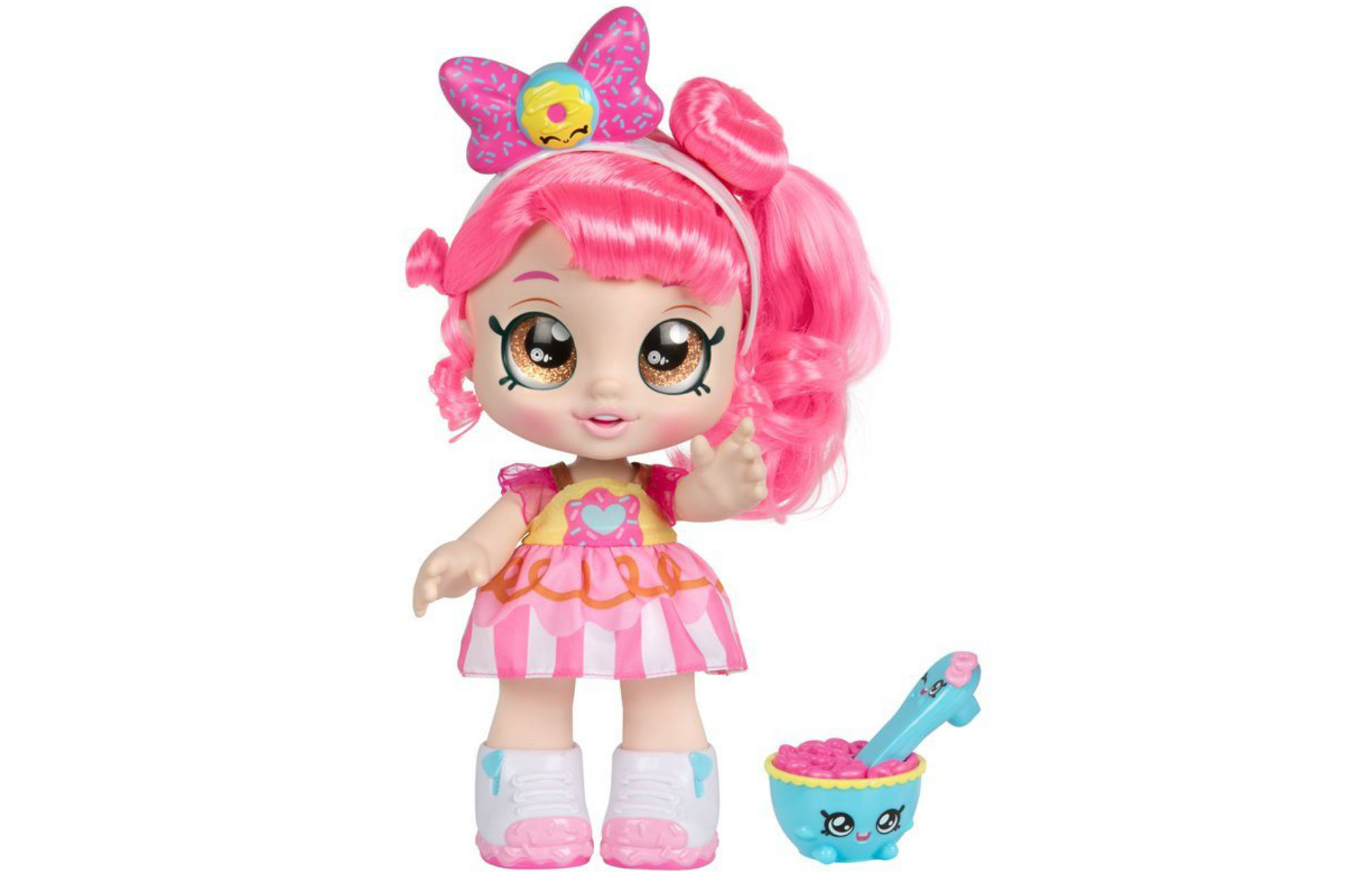 Doll with pink hair and accessories