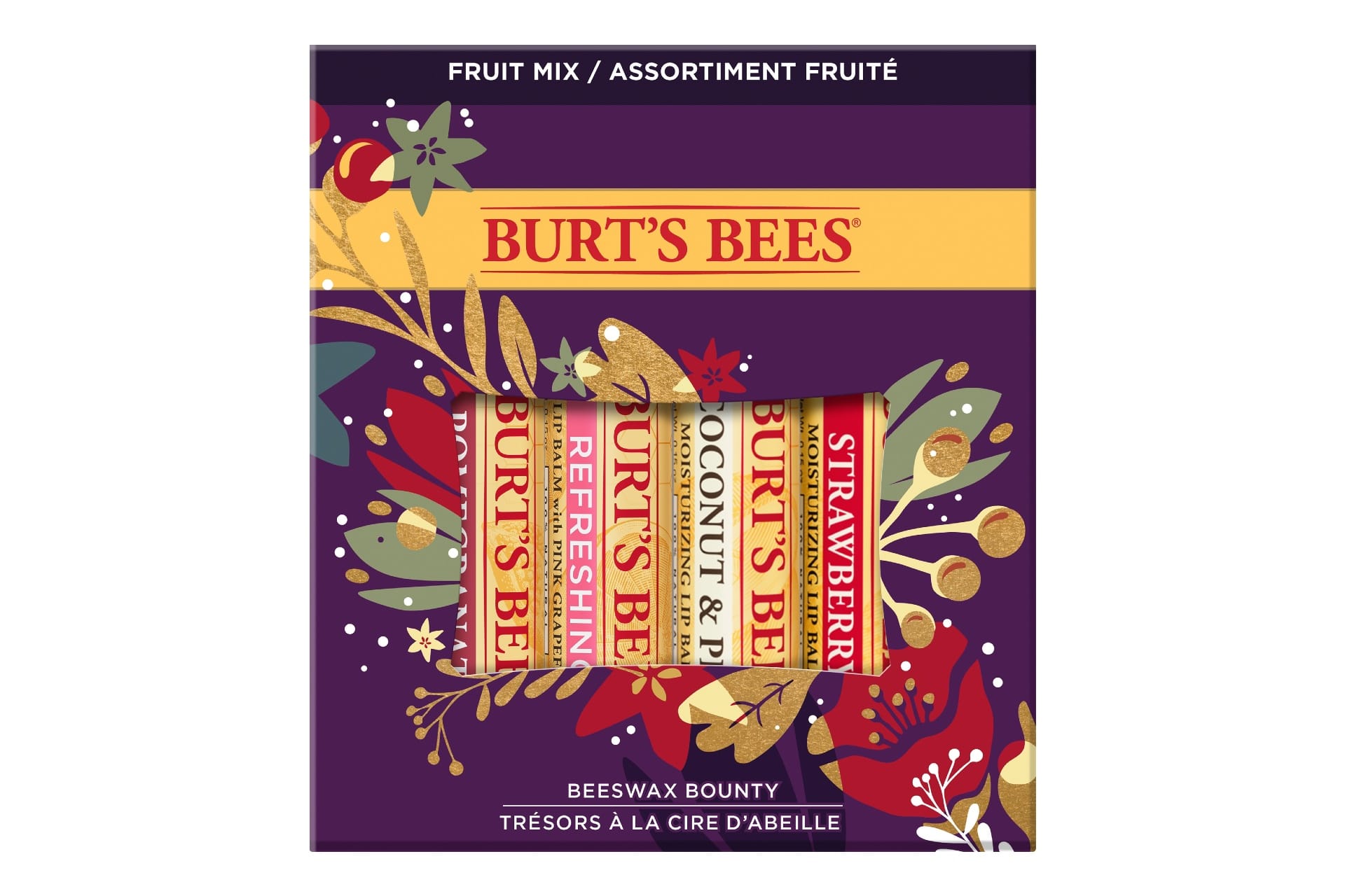 pack of fruit-flavoured burt's bees lip balms