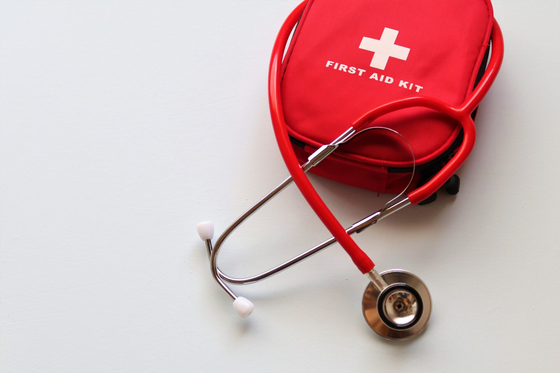 first aid kit with stethoscope