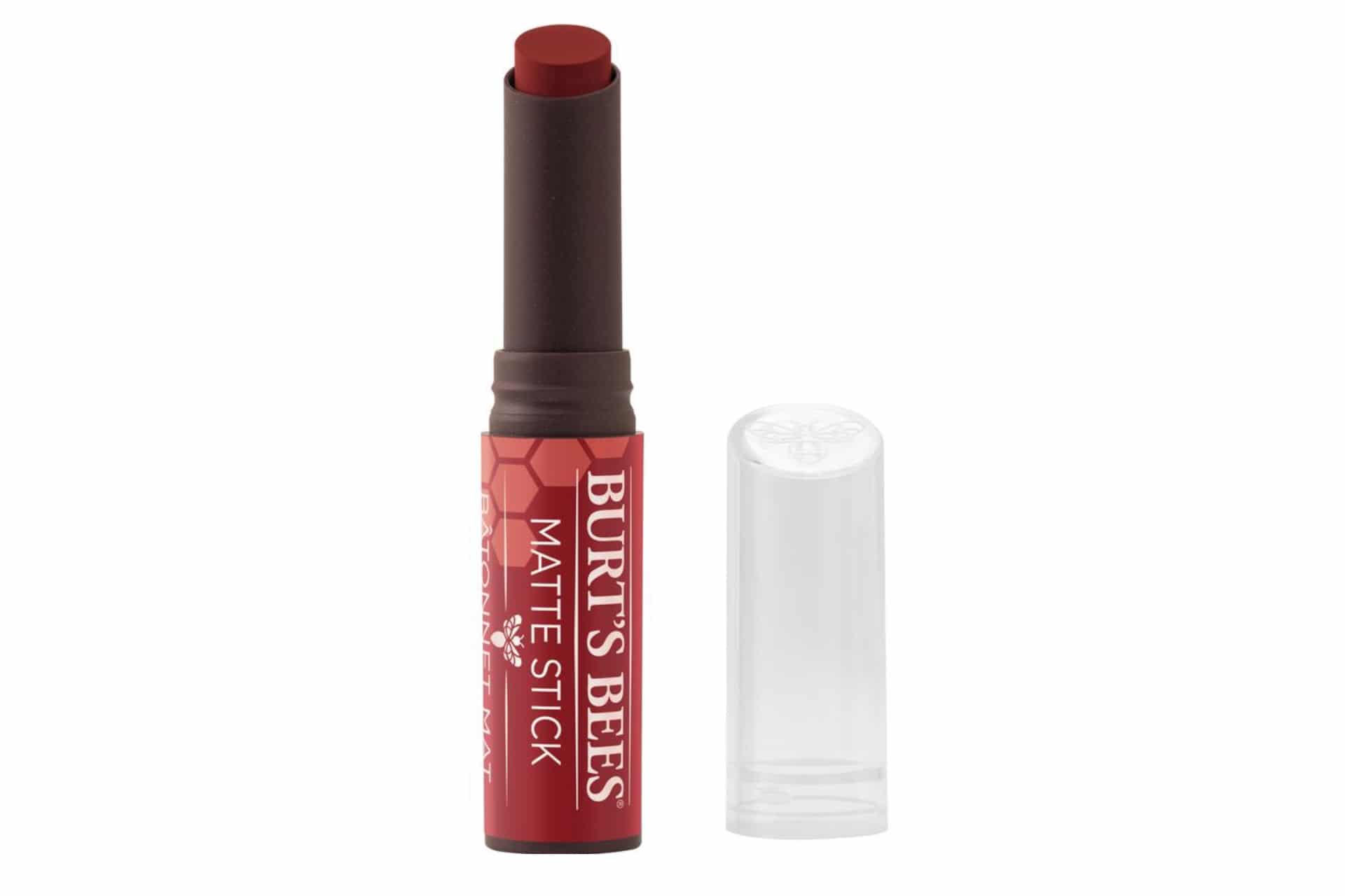 tube of burt's bees matte lip stick with the cap off