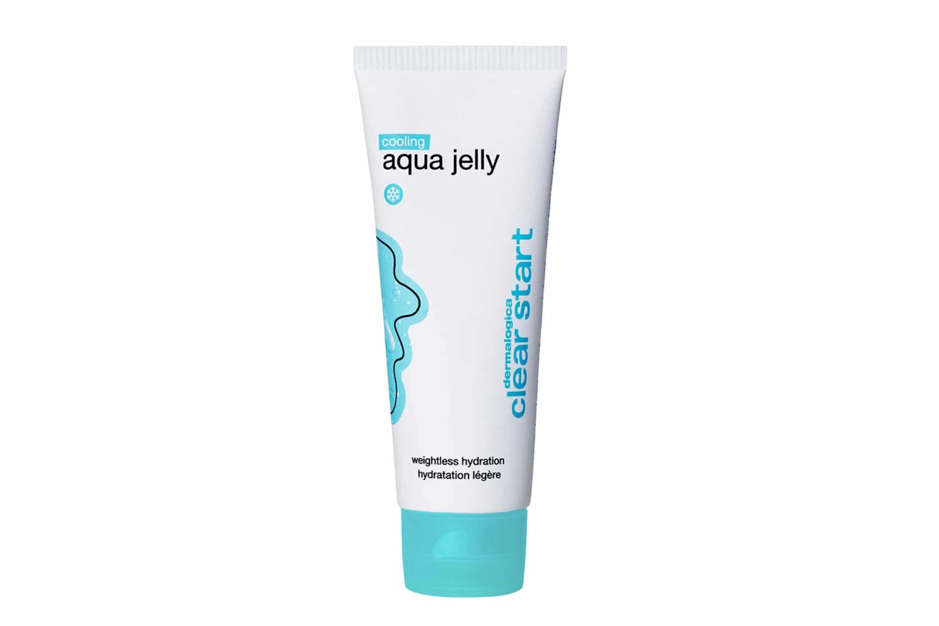 bottle of cooling aqua jelly in teal and white packaging