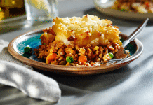Vegan Shepherd’s Pie plate of shepherd's pie
