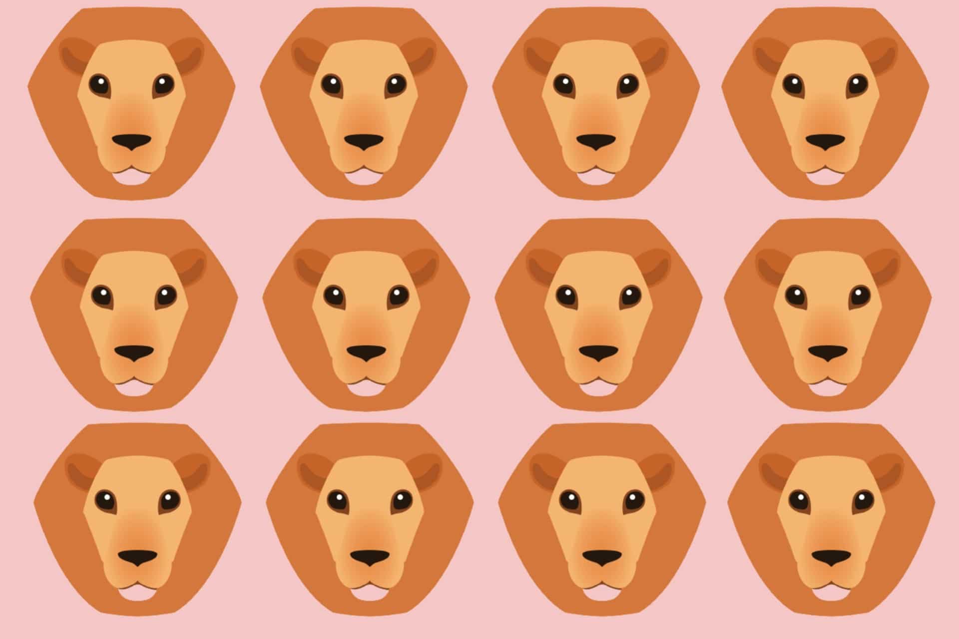 astrology for kids illustrated lions on a pink background to represent Leo zodiac sign