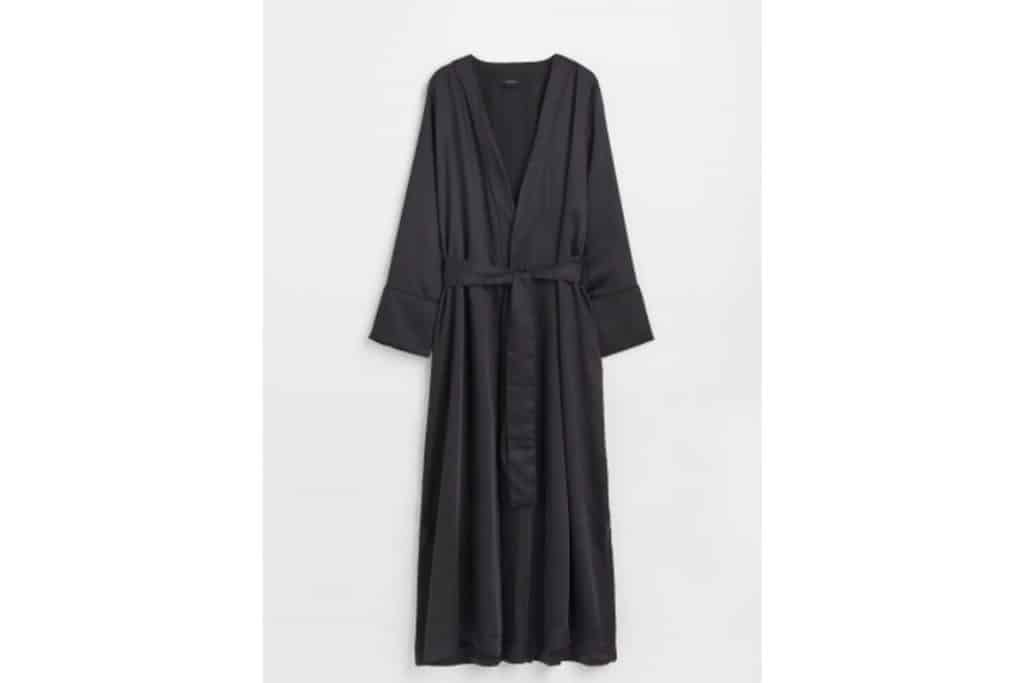 black satin robe on a white background