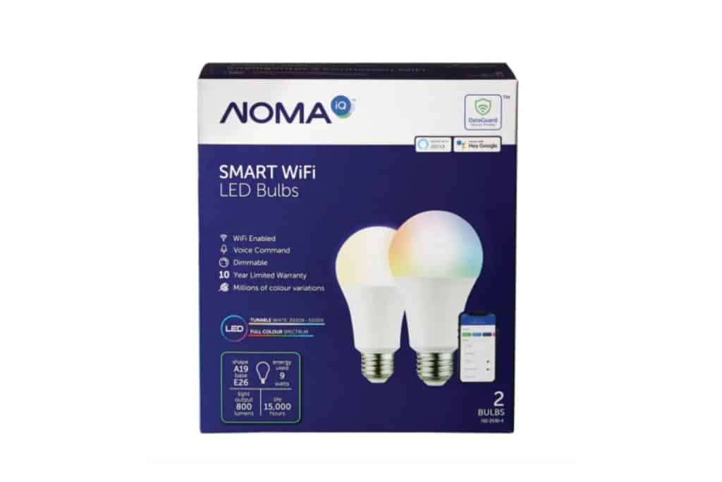 Box of smart wifi lightbulbs with colour-changing glow